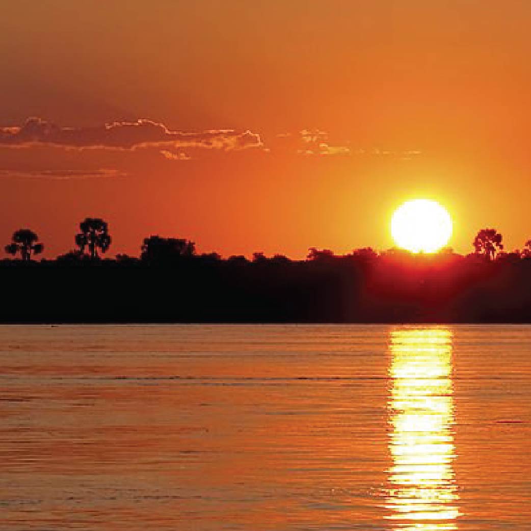 unset over the Zambezi River, with the sun.